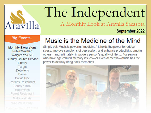 Assisted Living Newsletter September 2022 - Aravilla Sarasota