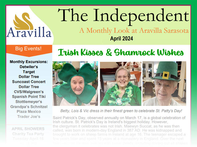 Assisted Living Newsletter April 2024 Aravilla Sarasota image